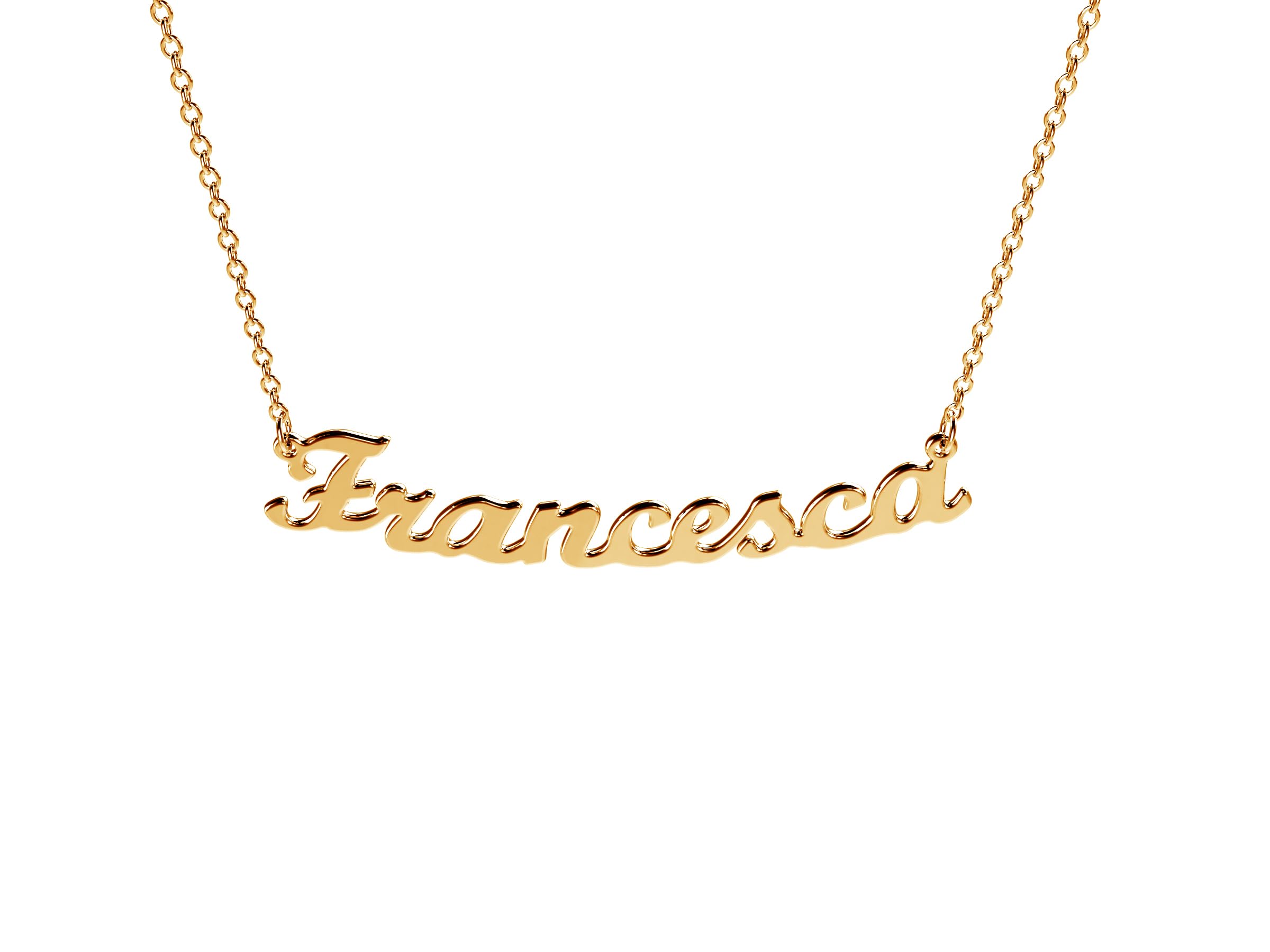 Collana in Argento 925 Sterling, con Nome Francesca o Personalizzabile, Tutti i Nomi Disponibili, Chiusura a Moschettone, Made in Italy,Argento 925 Sterling