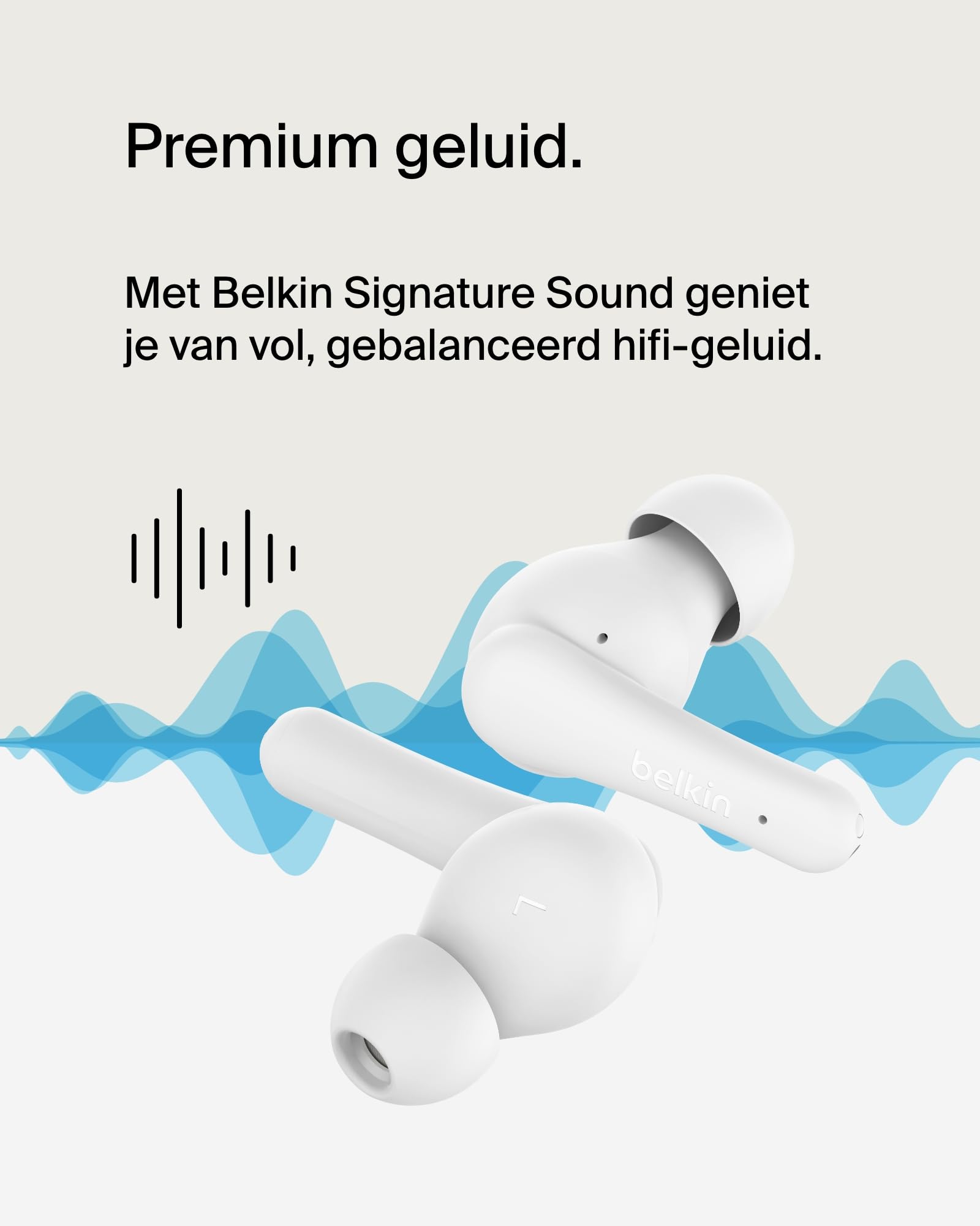 Belkin SoundForm Rhythm True Wireless Earbuds - Built-in Microphone, 28 Hour Battery Life, Waterproof (IPX5), USB Fast Charging, Bluetooth Earbuds for iPhone, iPad, Galaxy, Pixel - Black