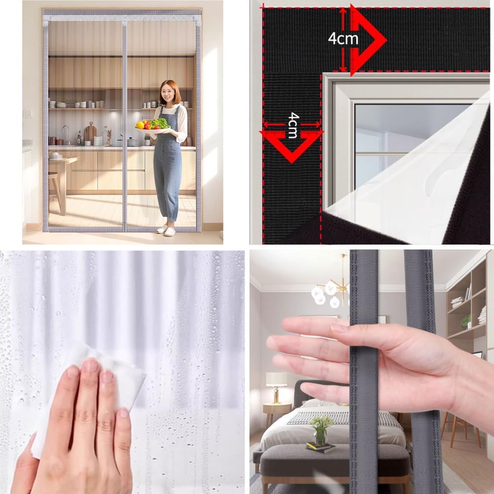 Transparent Screen Doors for Home Improvement Magnetic Closure Doorway Cover Heavy Duty Back Porch Door Curtain,A,1x2.15m