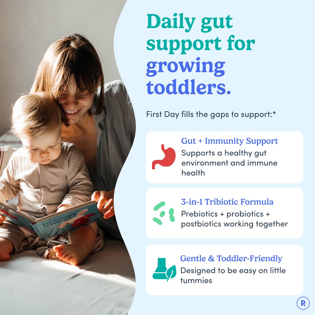 FIRST DAY Toddler Probiotic Gummies Ages 2-3, 3-in-1, Kiwi Flavor, 60ct — Amazon image 2