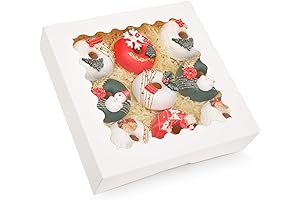 qiqee Auto-pop up Bakery Boxes with Window 10x10x2.5 inch