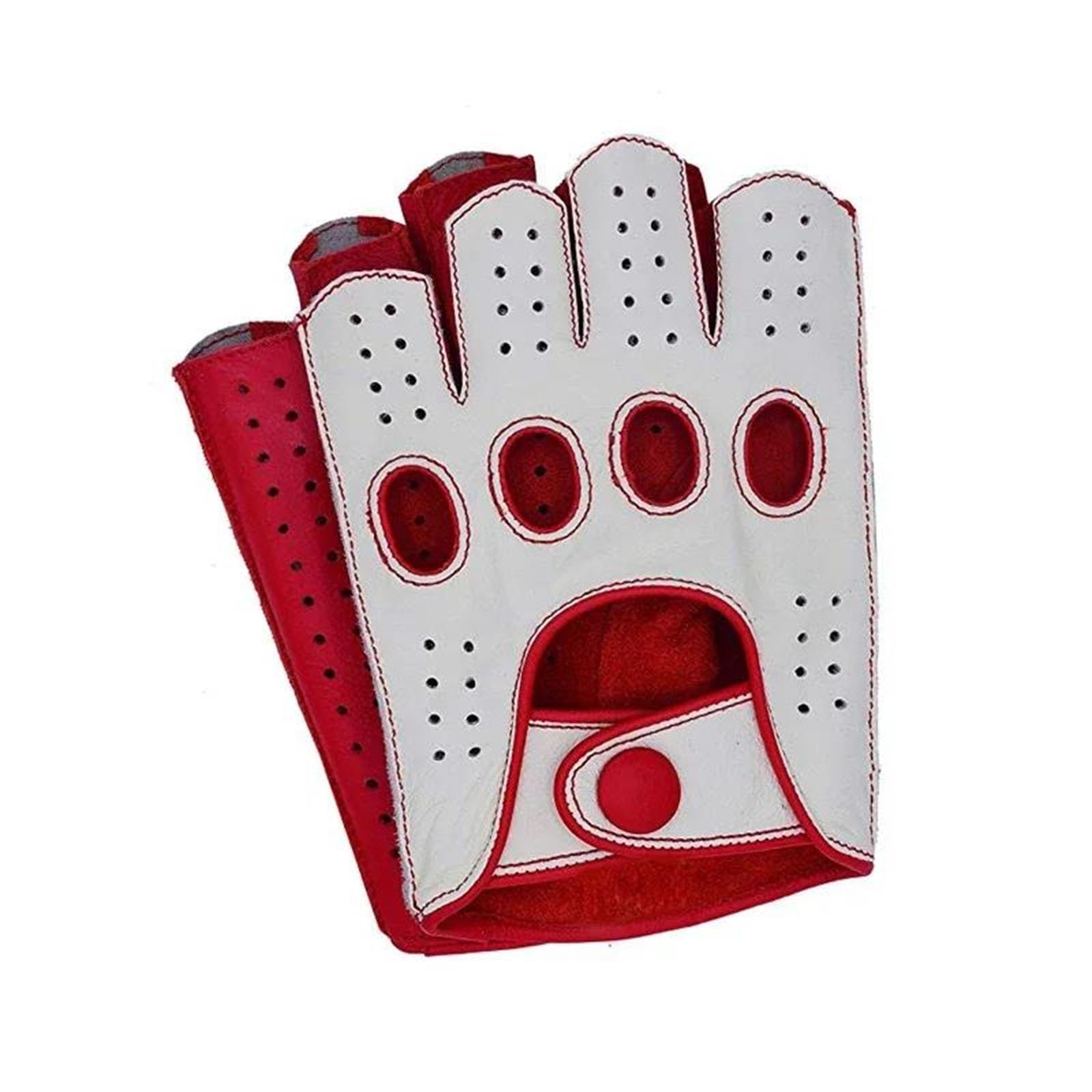 Herren-Lederhandschuhe, Halbfinger, atmungsaktiv, lässig, Motorradfahren