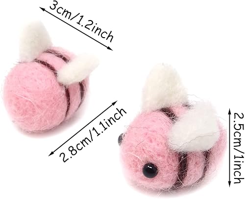 Miniatura 2 de HONBAY 6 abejorros de fieltro de lana para bodas, baby shower, fiesta de revelación de género, decoración de cumpleaños (rosa)