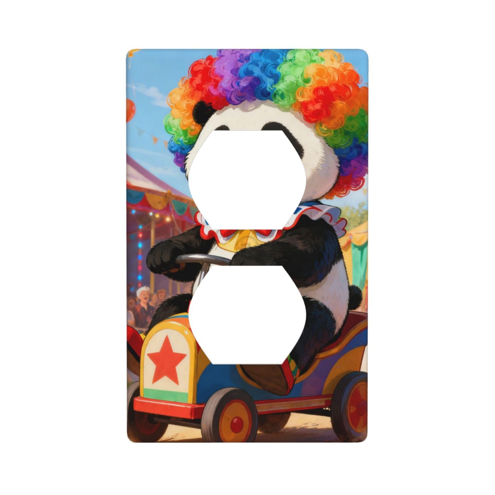 Panda Clown Decorative Switch Plate Cover-Unbreakable Polycarbonate Wall Plate for Home Office, 1 Gang with Screws