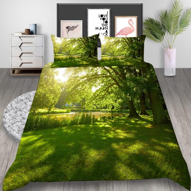 Funda Nordica Cama 90 Selva Ropa de Cama Selva Microfibra Suav Funda Edredon 150x200, Funda Nórdica Paisaje Natural y 2 Funda de Almohada 50x80 cm, e2961