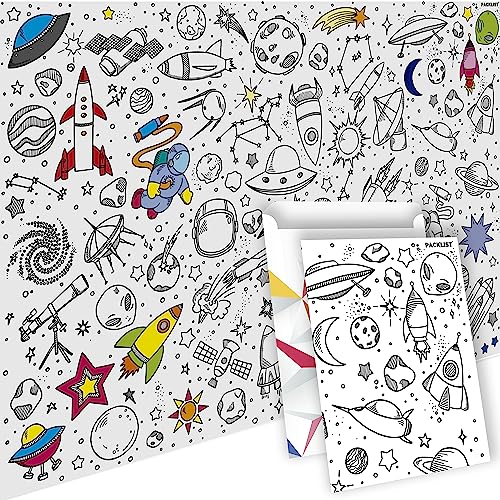 PACKLIST® Póster para Colorear XXL Espacio | Gigante Actividad Creativa Niños | Planetas, Galaxias, Cohetes | Horas de Diversión Educativa | Fomenta la Creatividad.