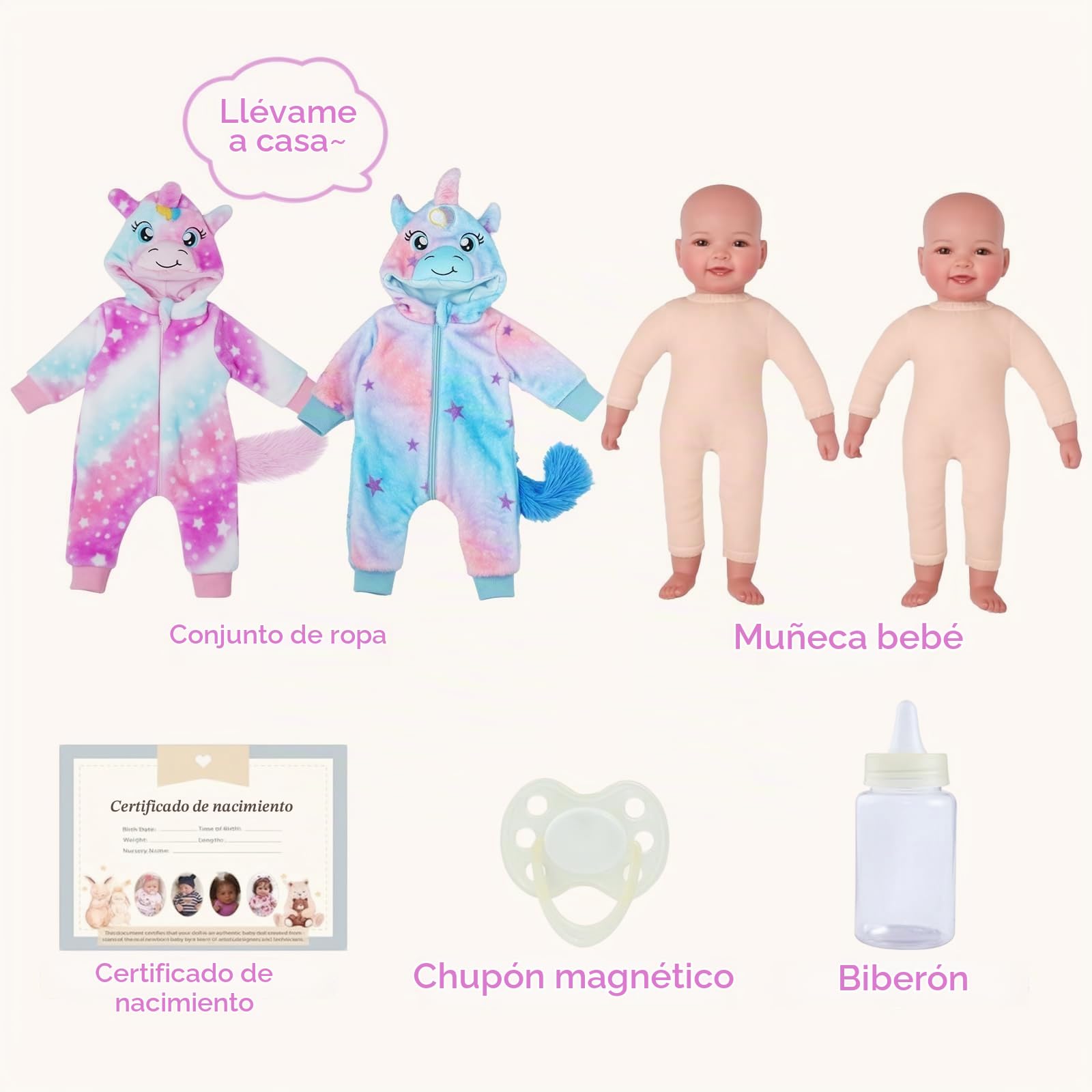 BABESIDE Muñecas Reborn Gemelas (Niño y Niña) - 17 Pulgadas Muñecas Recién Nacidas Realistas con Tela Suave - Muñecas Bebés Realistas, Incluye Ropa y 8 Accesorios - Aptas para Niños a partir de 3 años
