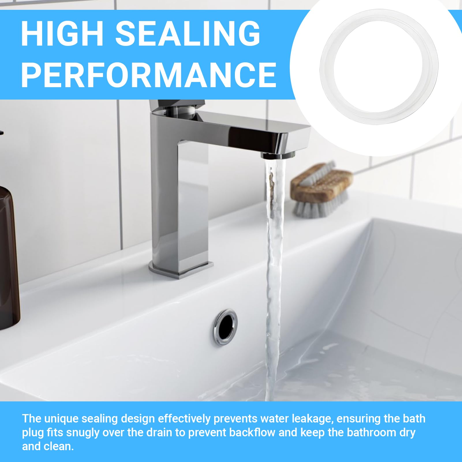 12 Juntas de Silicona Blancas para Tapón de Lavabo, Adecuado para El Tapón de Drenaje de Lavabo Emergente Tipo Empuje，Junta de Drenaje para Tapon Lavabo（38mm＆32mm） 2 Tamaños