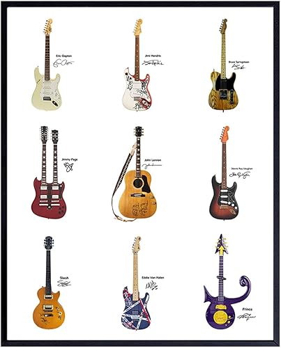 Guitar Wall Decor Poster -8x10 Home Decor Art Print - Musician Gifts for Hendrix, Van Halen, John Lennon, Stevie Ray Vaughan, Springsteen, Rock Star