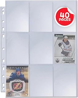 EVORETRO Premium Card Sleeves Binder Sheets - 9 Pocket Card Protector Sleeves, Pokemon Sleeves For Cards, Trading Card Sleeve, Baseball Card Sleeves, Sports Card Sleeves, Hockey Card Sleeves 40-Pack