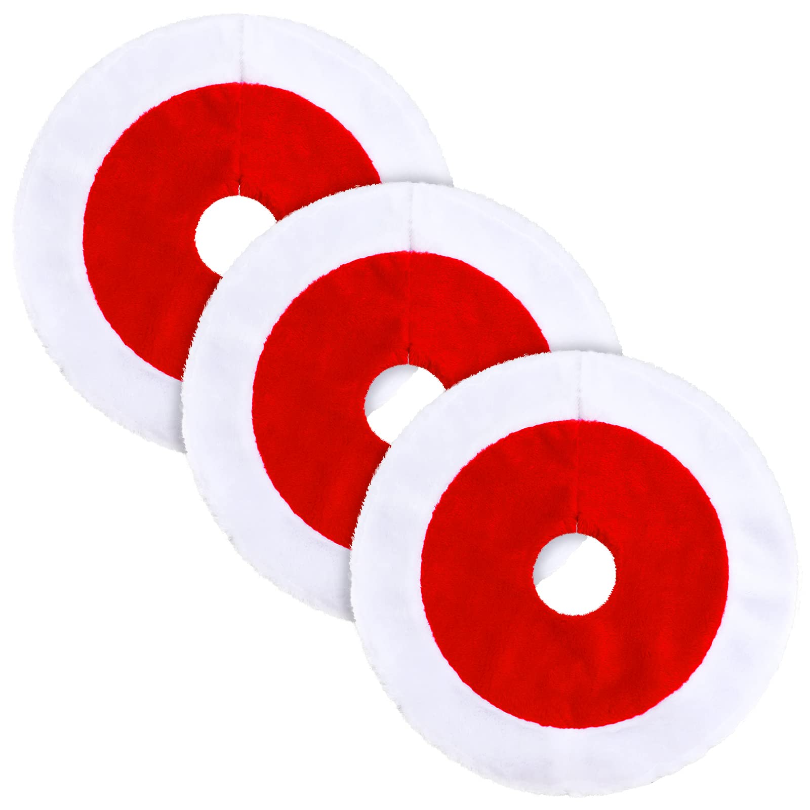 Jupe de sapin de Noël rouge et blanche en peluche de 15 pouces lot de 3 pièces pour fêtes