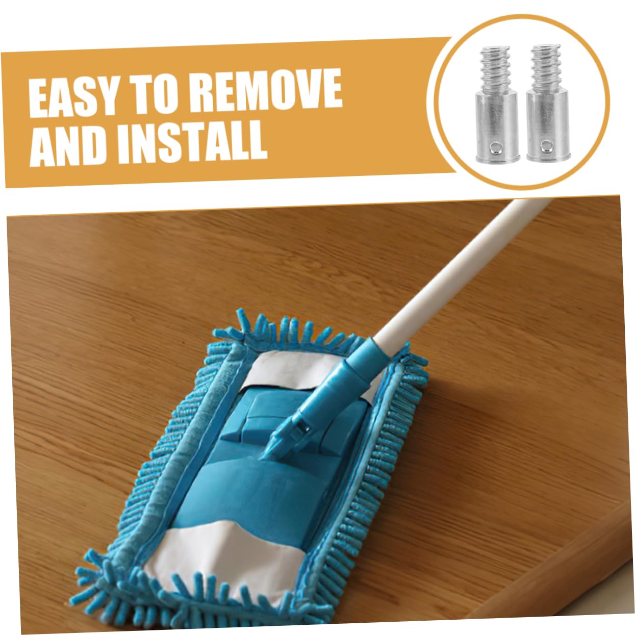 FOMIYES 2pcs Aluminum Alloy Threaded Headgear Broom Handle Tips Broom Handle Threaded Tip Broom Handle Tip Replacement Mop Stick Tip Replacement Extension Pole Threaded Adapter