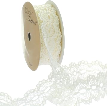 7/8" Ribbon Hole Lace Trim Ivory 5 Yards