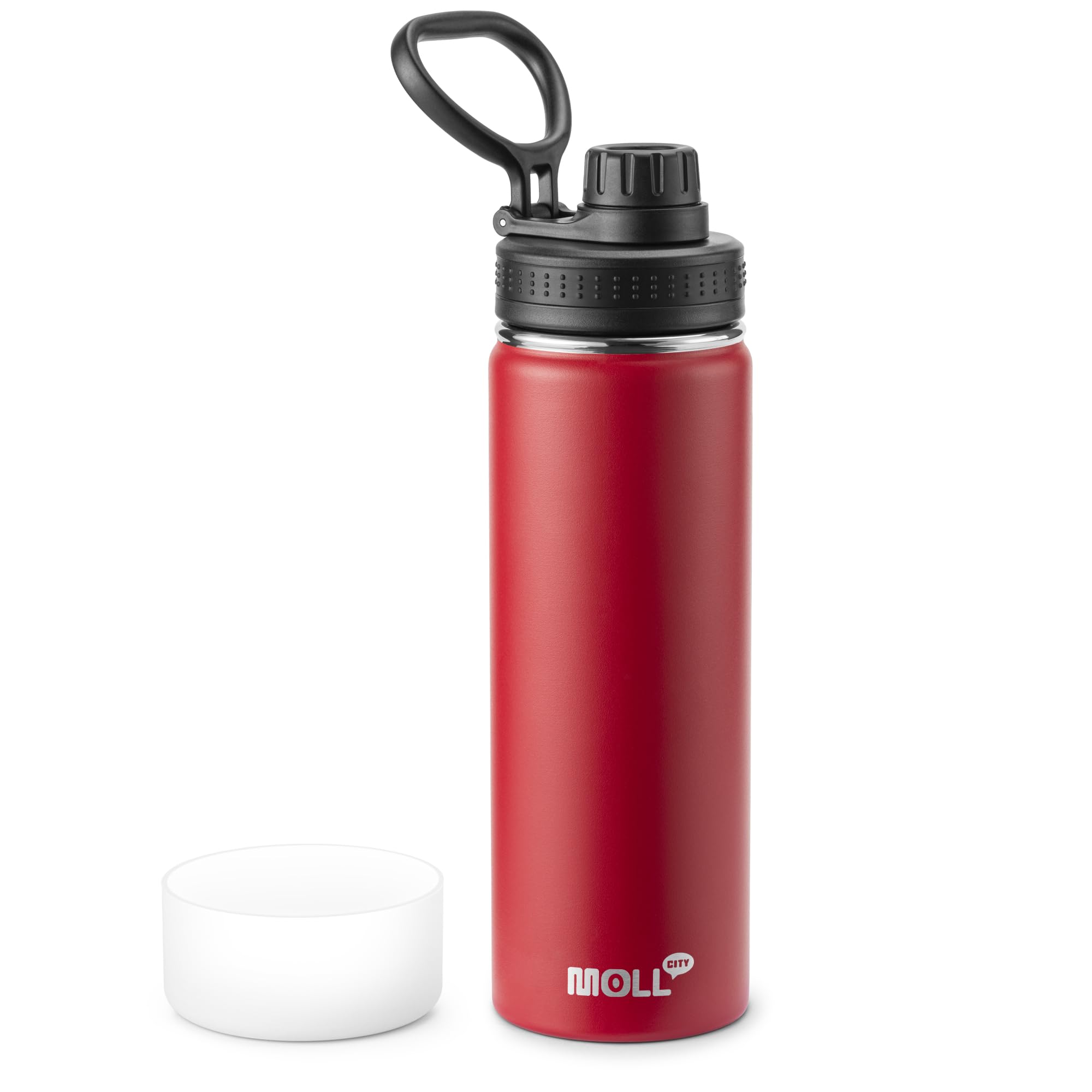 Mollcity Insulated Water Bottle-22 oz Stainless Steel Vacuum Wide Mouth Sports Water Bottle with Silicone Boot-Reusable Metal Leak Proof Christmas