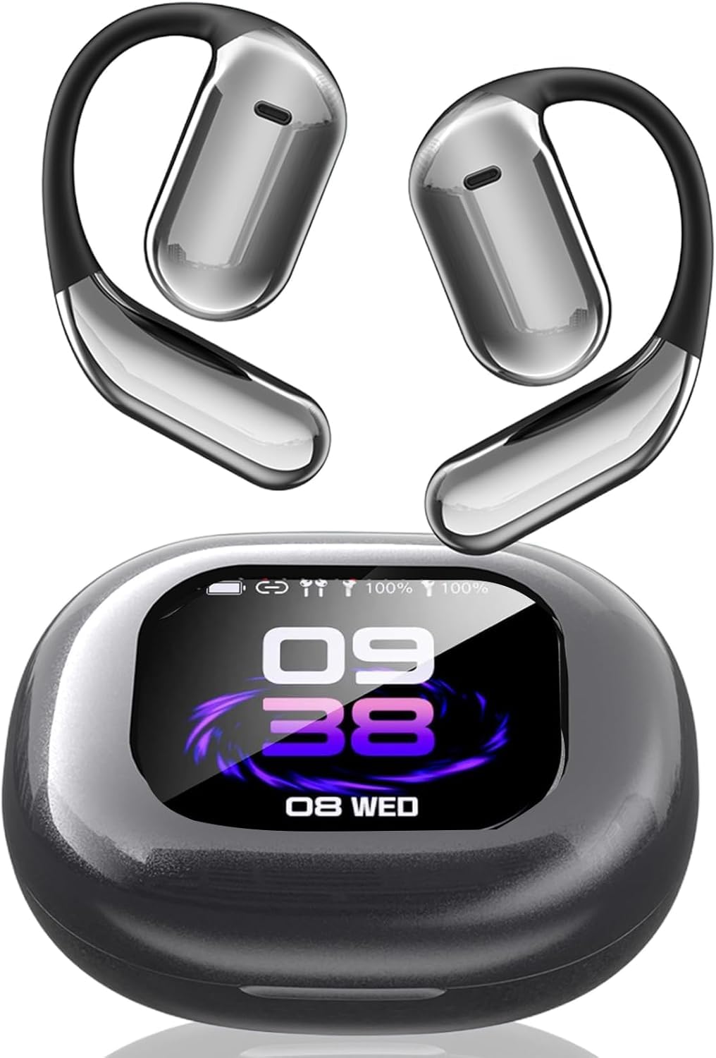 Sunnyknight 144-Language AI Translator Earbuds: Real-Time Bluetooth 5.4 Earphones with OWS Open Ear & Touch LCD - Ideal for Business, Travel &