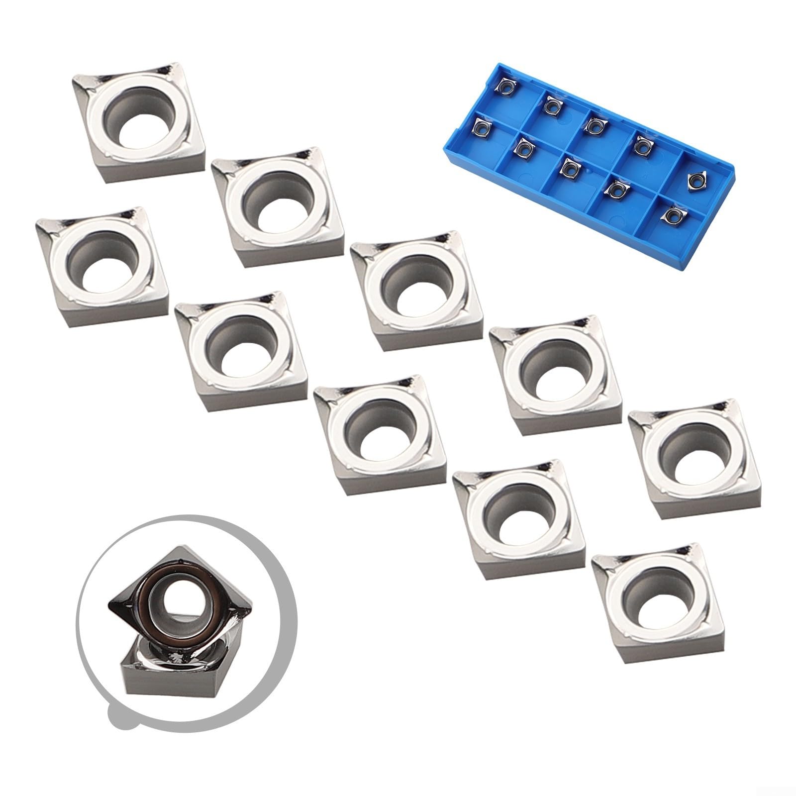 CCGT060204-AK H01 Lot de 10 inserts en carbure pour usinage de l'aluminium CCMT0602 CCGT 21.51 Lame de fraisage industrielle Argenté 6 x 2,38 mm