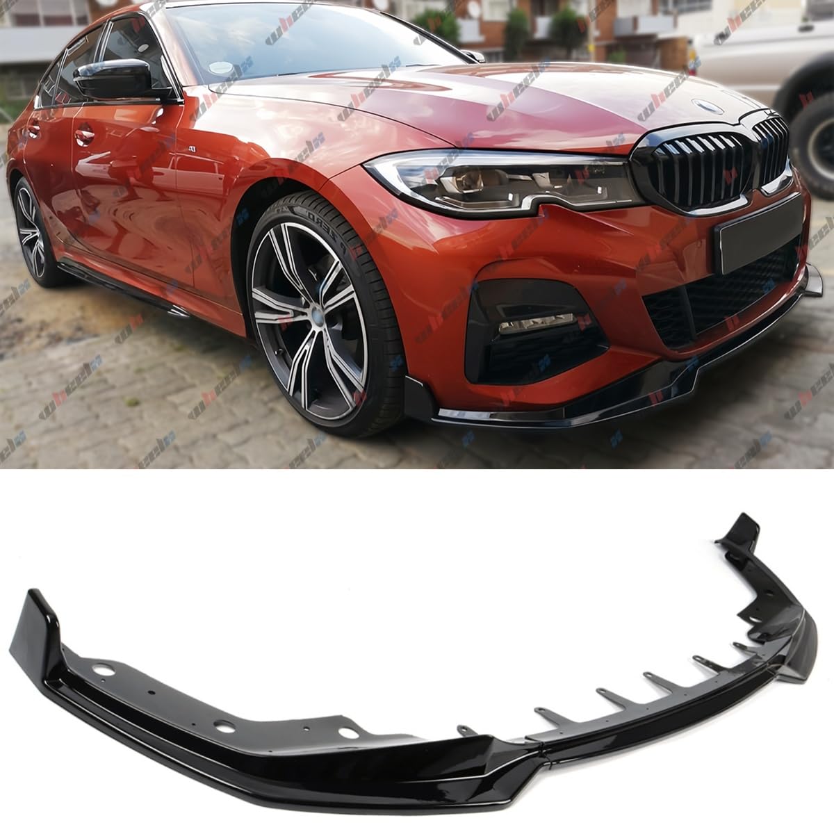 Front Lip Compatible with BMW G20 330e 330i M340i M-Sport 3-Series 2019-2022, MP Style Bumper Air Dam Lower Chin Spoiler Splitter, Protection Body (Glossy Black)