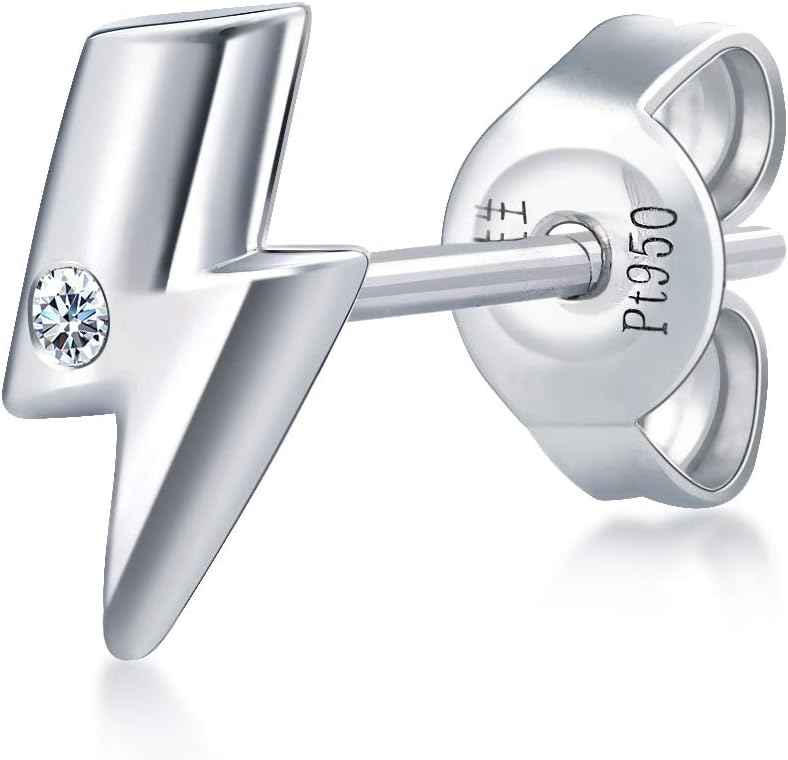 Chow Sang Sang 950 Platinum Cute Diamond Stud Single Earring for Women 92111E (Sold Single Not Pair)
