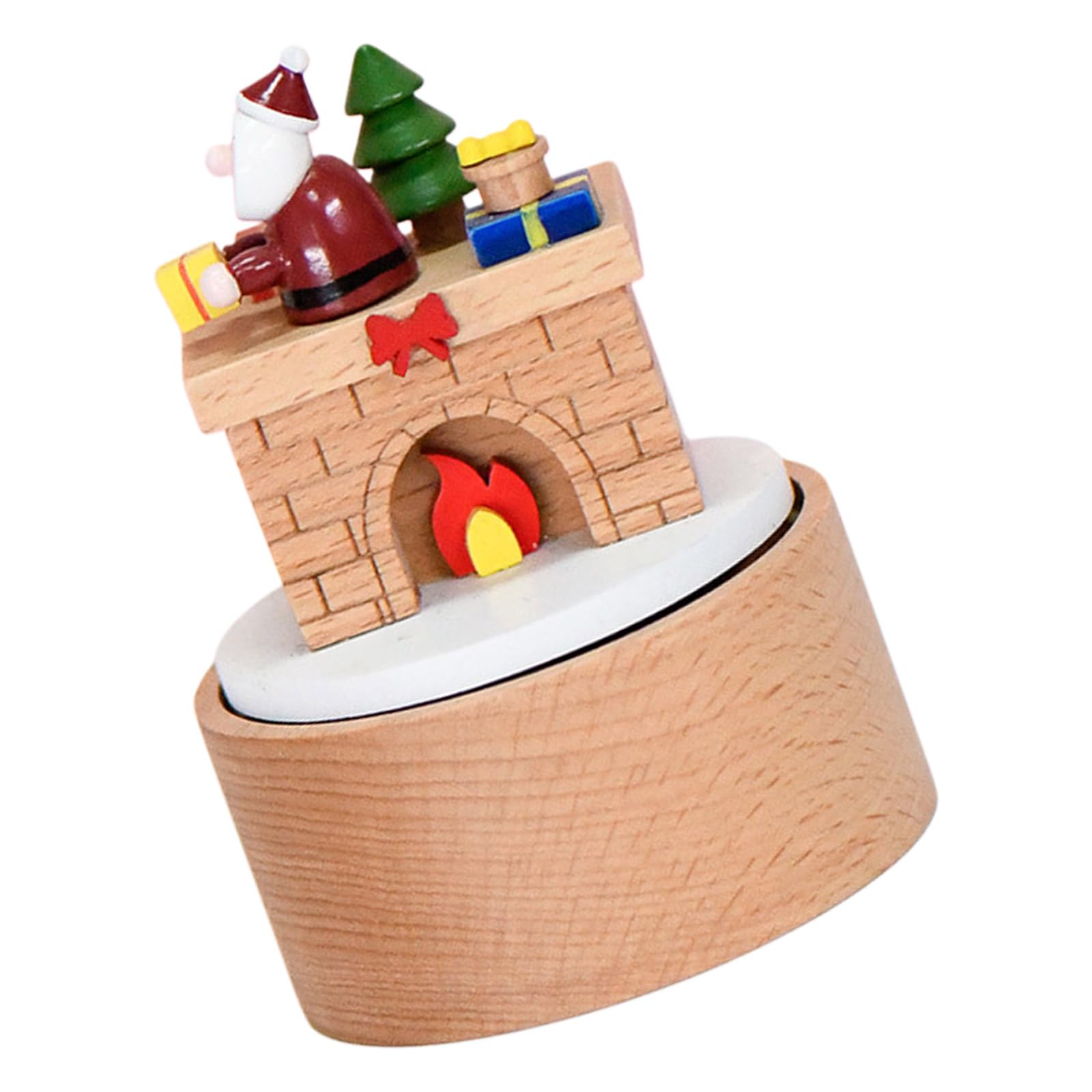carotoe Rotating Music Boxes Wooden Handcrafted Holiday Decoration Christmas Tree Santa Clauses Theme Gift with Melodies Miniature Musical Jewelry Boxes