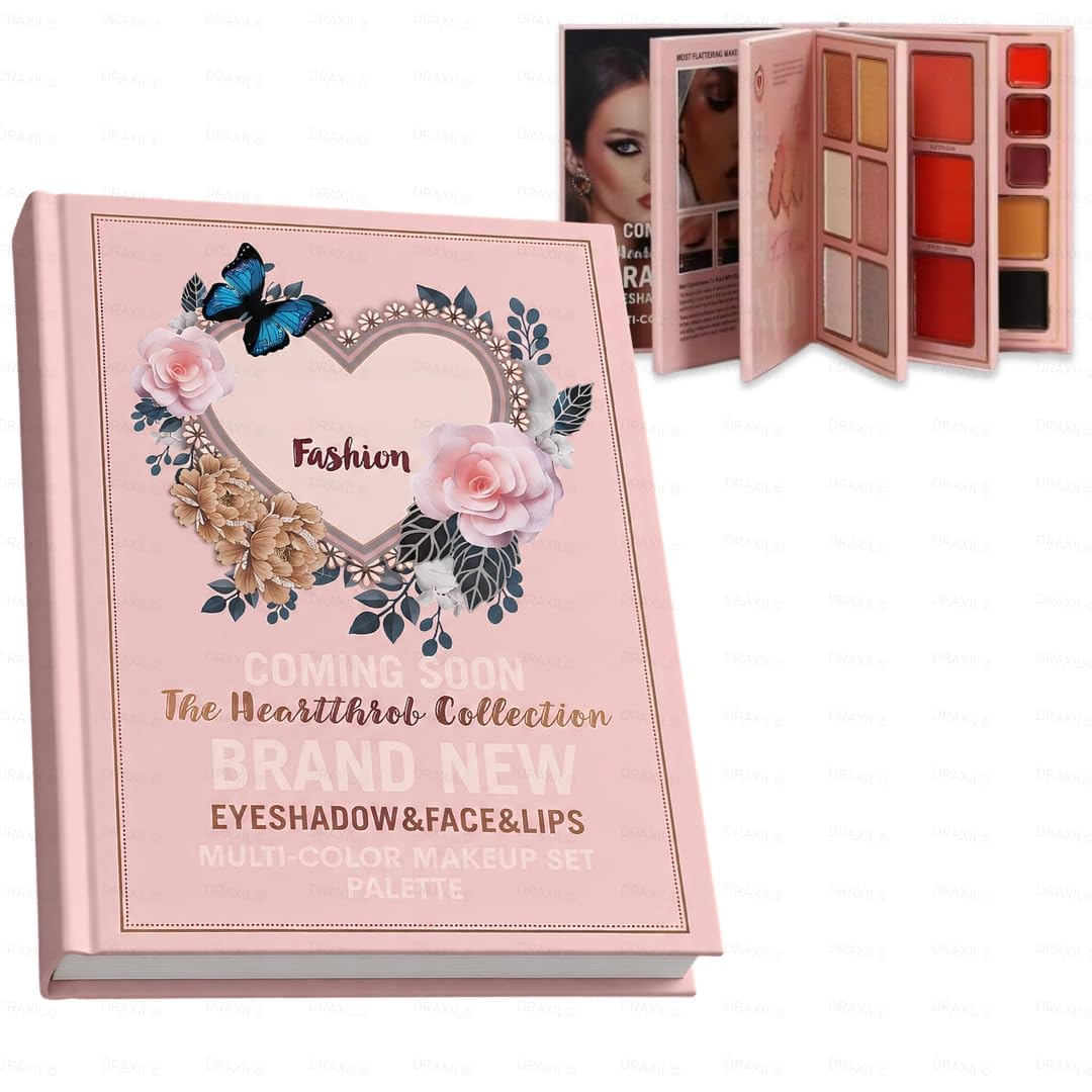 5 in 1 Book-Style Foldable Makeup Palette Fashion Edition | Contour & Blush, Highlighter Included, Eyeshadow Shades, Portable Design, All Skin Tones-image-35