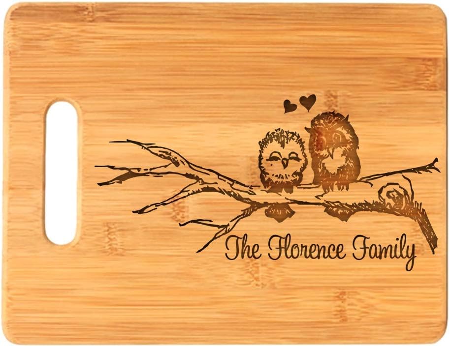 Laser Engraved Family Tree Bamboo Cutting Board Personalized with Last