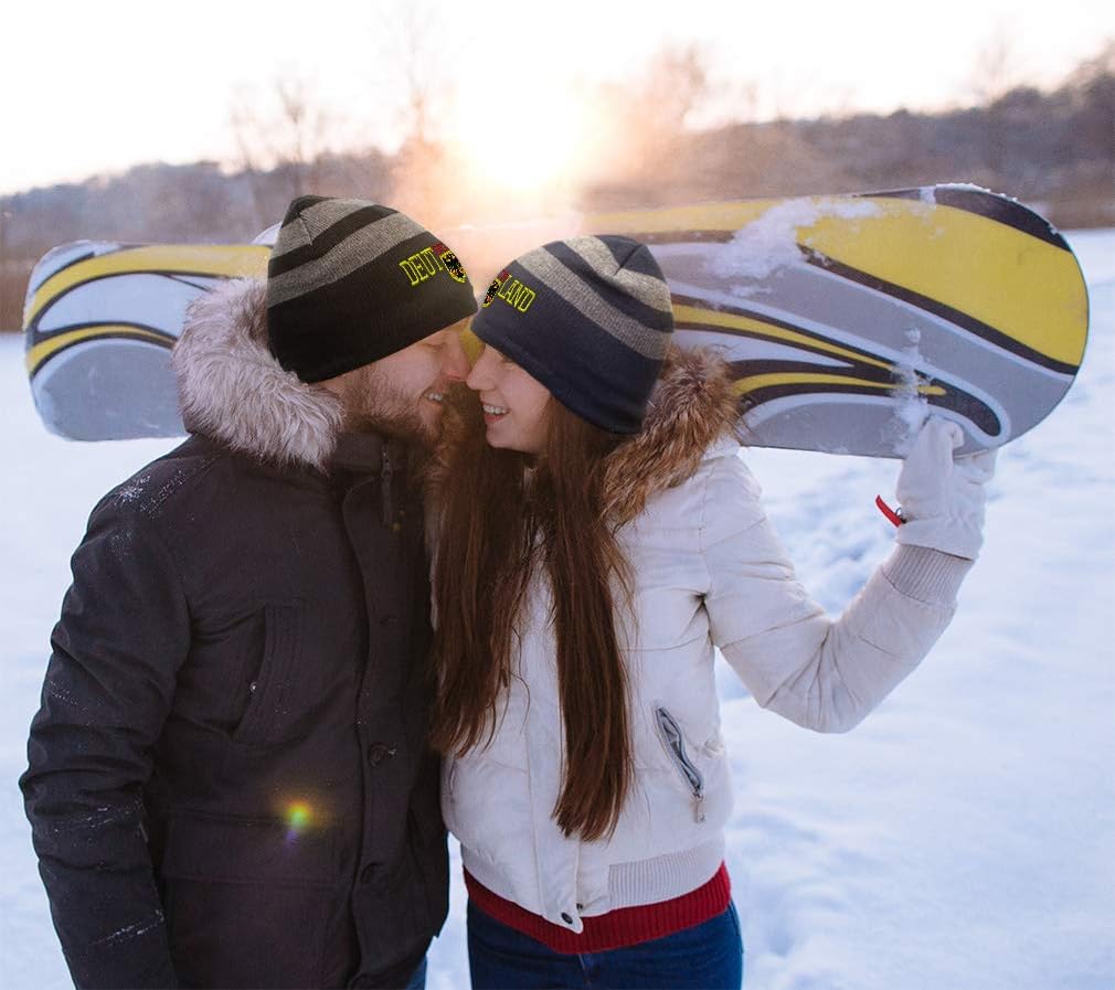 Striped Beanie for Men & Women German Eagle Deutschland C Embroidery 1 Size