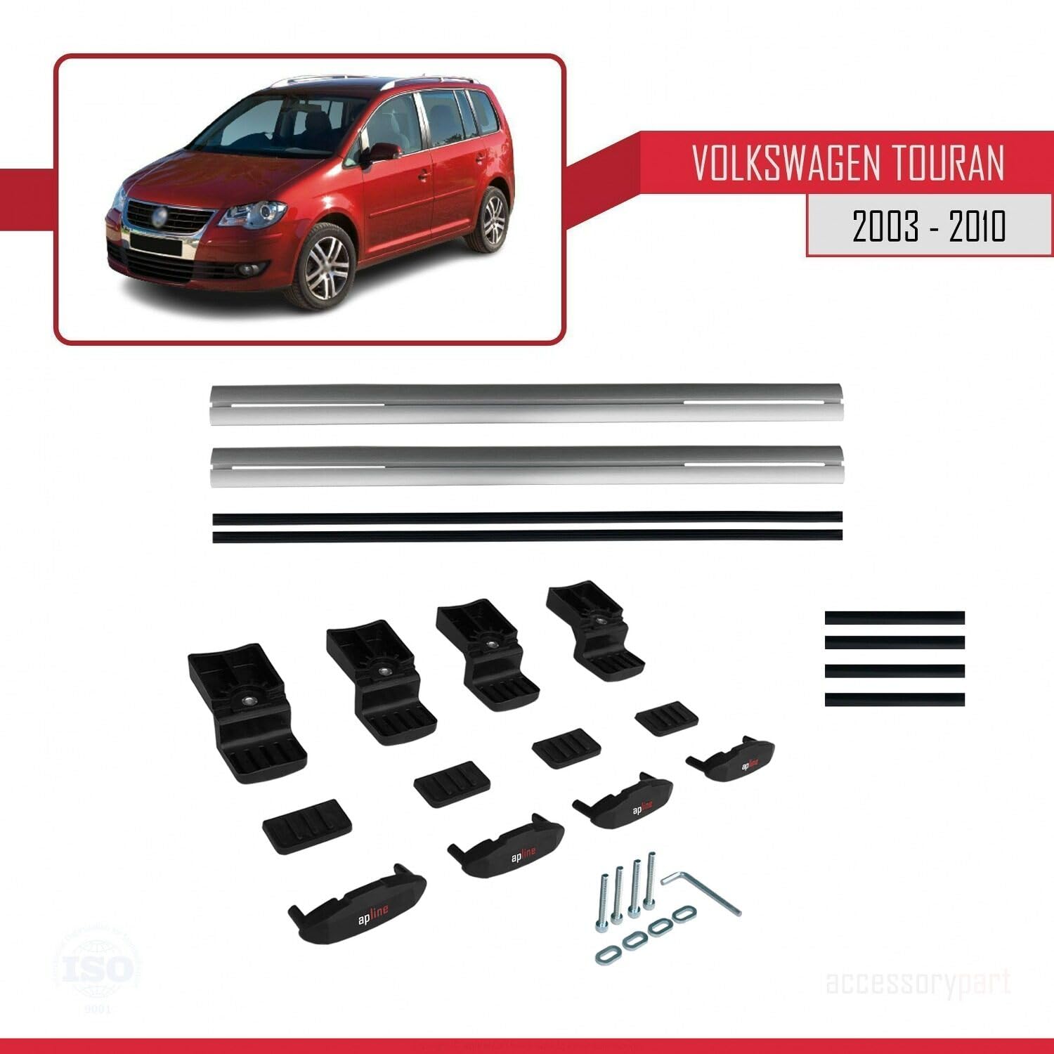 Kompatybilny z Volkswagen Touran (1T) Pre-Facelift 2003-2010 BASIC Model Aluminiowe poprzeczki dachowe Szary 2 szt.