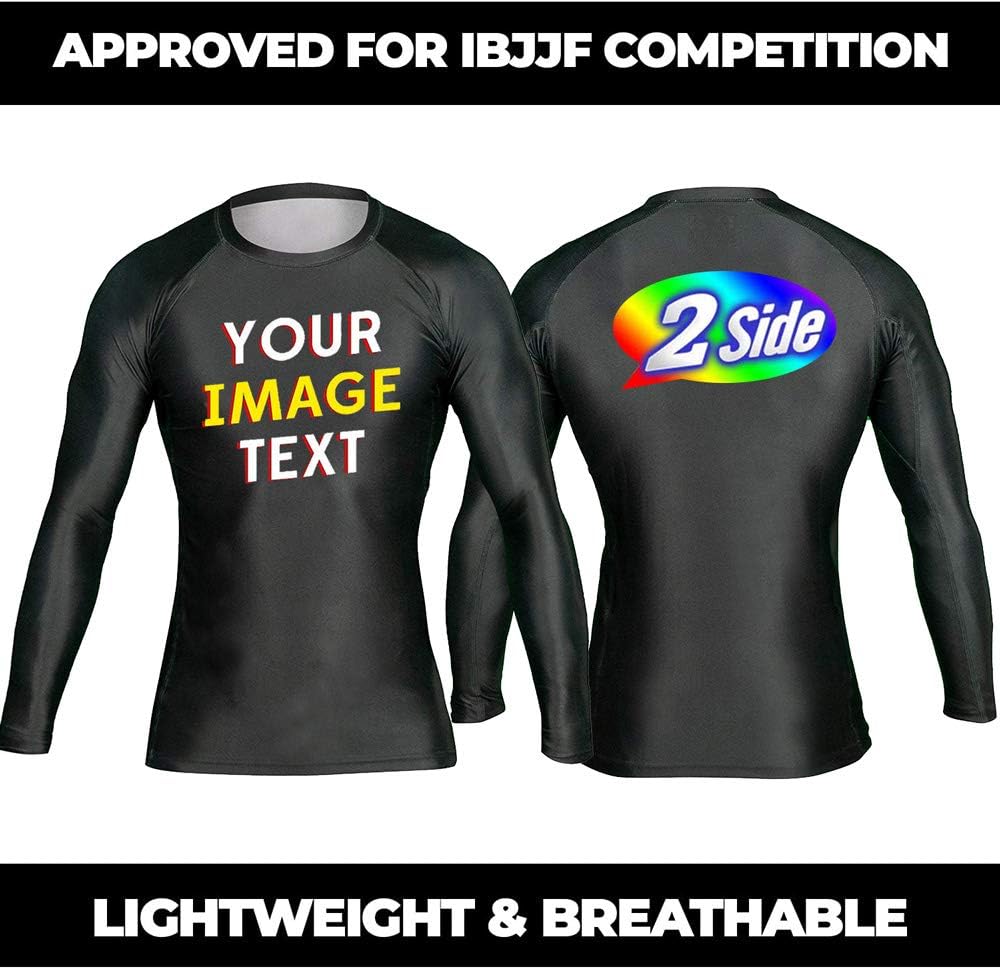 Custom Your Own Print Front & Back BJJ Foundation Rash Guard - Ranked No Gi Jiu Jitsu Rashguard