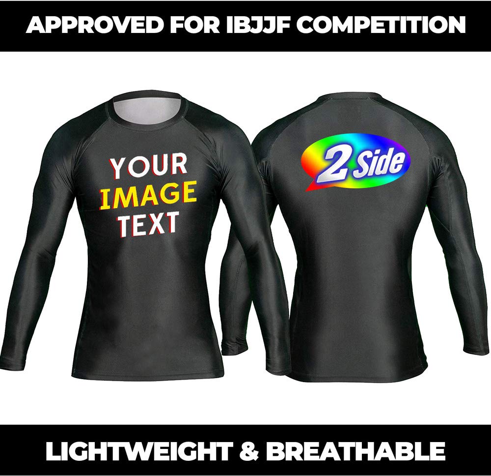 DEHAHA Custom Logo Printed Men’s UV Sun Protection Rash Guard for Competition Wrestling, Small Brown