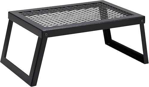 Miniatura 9 de VEVOR Parrilla plegable para fogata, rejilla de malla de acero resistente, rejillas de campamento portátiles de 18 pulgadas sobre hoguera, equipo de