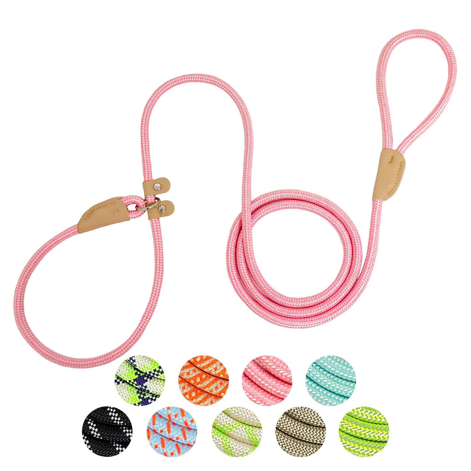 Slip Lead Rope Dog Leash Heavy Duty for Training, Nylon Strong Slip Leads for Dogs 6 Ft X 3/8 Inch, Adjustable Comfortable Training Leash for Small