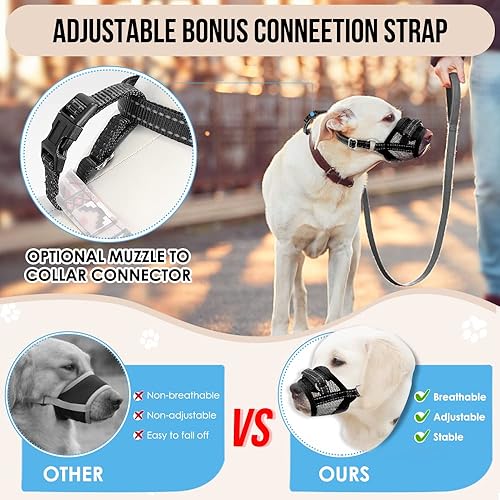 Miniatura 5 de SlowTon Bozal para perros  Protector bucal de malla suave para perros pequeños, medianos y grandes, Chihuahua, Husky Labrador Retriever, bucle