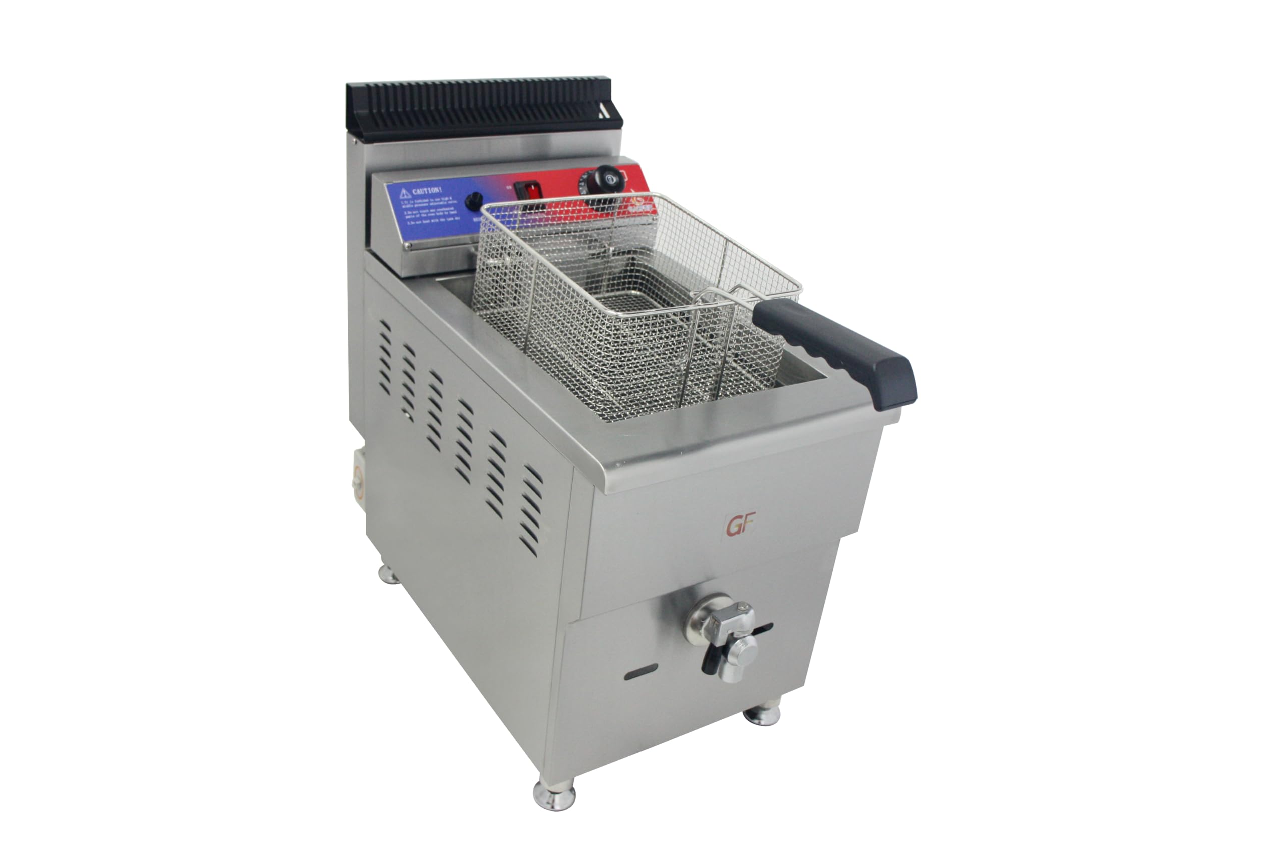 Freidora a Gas Profesional con Grifo 17L o 2x17L, Acero Inoxidable, Termostato EGO, Encendido Electrónico, Zona Fría, Hostelería, Bares, Restaurantes