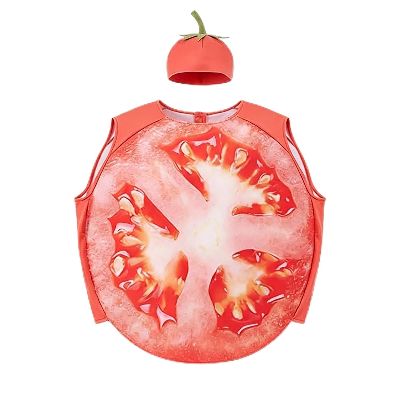 Generisch Tomatenkostüm für Erwachsene Cosplay-Overall für Halloween-Partys mit Fruchtmotto Bühnenauftritte ideal als lustiges Verkleidungsset