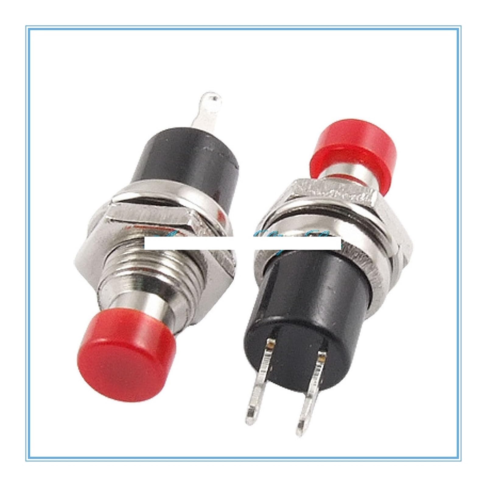 AARTERZZA 2pcs Red 2 SPST Off-(On) NO Push Button Momentary Switch 1A 250V AC PBS-110