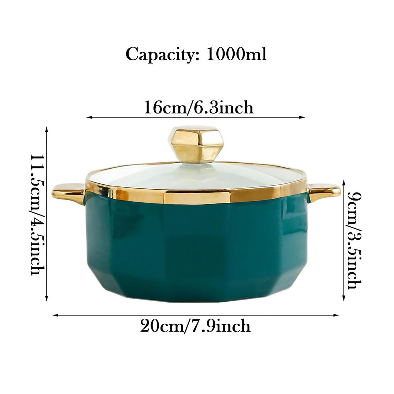Zuppiera rotonda con coperchio in vetro, ciotola da portata in ceramica, zuppiera in porcellana for la decorazione della cucina di casa e del ristorante, adatta al microonde e alla lavastoviglie, porc