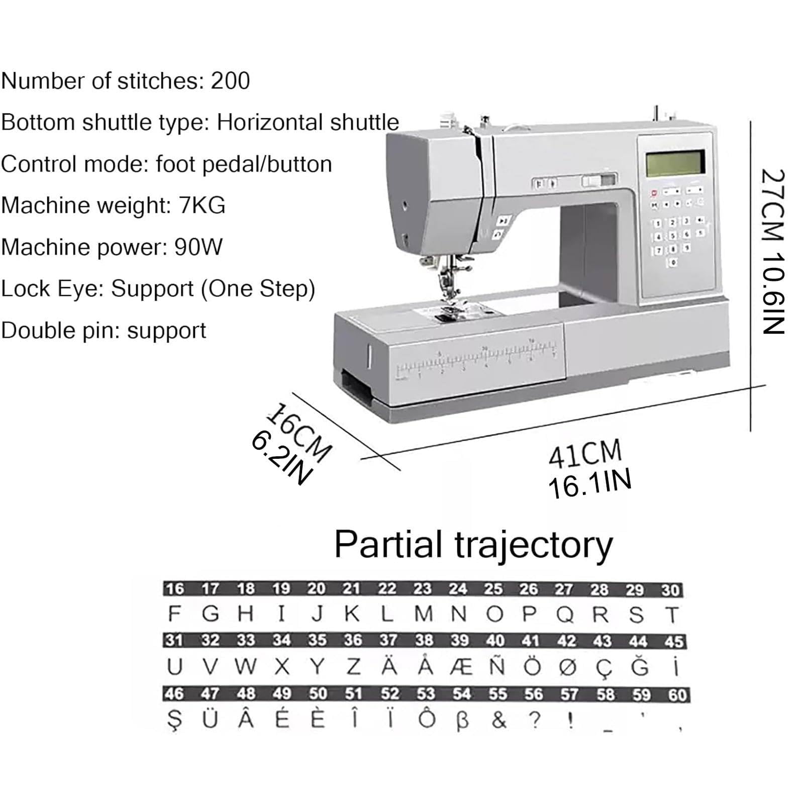 Amazon | 電動ミシン、小型家庭用ミシン、LCDディスプレイ+照明、200