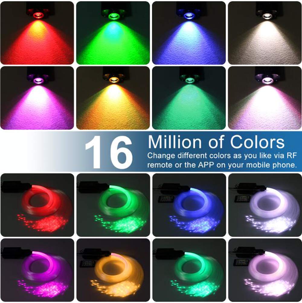 Kit Bluetooth 16W RGBW de Fibra óptica de la Cortina de luz App/Remoto Punto de inflamación Cascada de iluminación sensorial de los niños Decoración casera Ligera,150pcs 0.75mm 2m