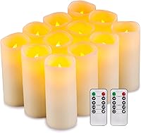 Vista 7 de Velas LED parpadeantes sin llama con efecto corteza de abedul, juego de 9 pilares de cera real que funcionan con pilas con control remoto de 10 6