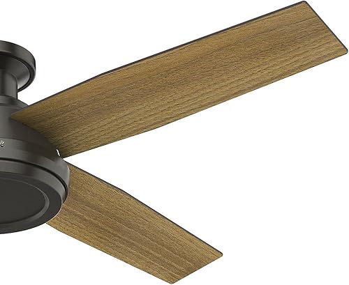 Miniatura 3 de Hunter Fan Company 59449 Dempsey Ventilador de techo interior de perfil bajo con control remoto, 52 pulgadas, acabado de bronce noble