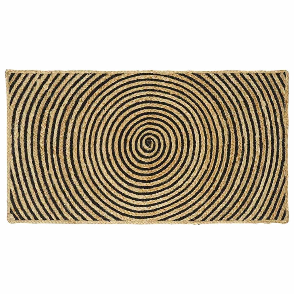 Tapis noir en jute 60x110 cm fait main pour salon et chambre