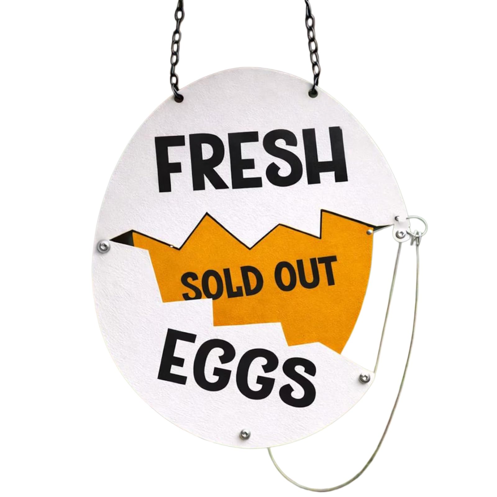 Generic Farm Fresh Eggs Metal Sign,30CM Rustic Farmhouse Decor for Coop & Market,Funny Eggs Sold Out Sign with Flip Design, Cracked Egg Shell Hanging Sign for Farmers Market Farm Stand-#1
