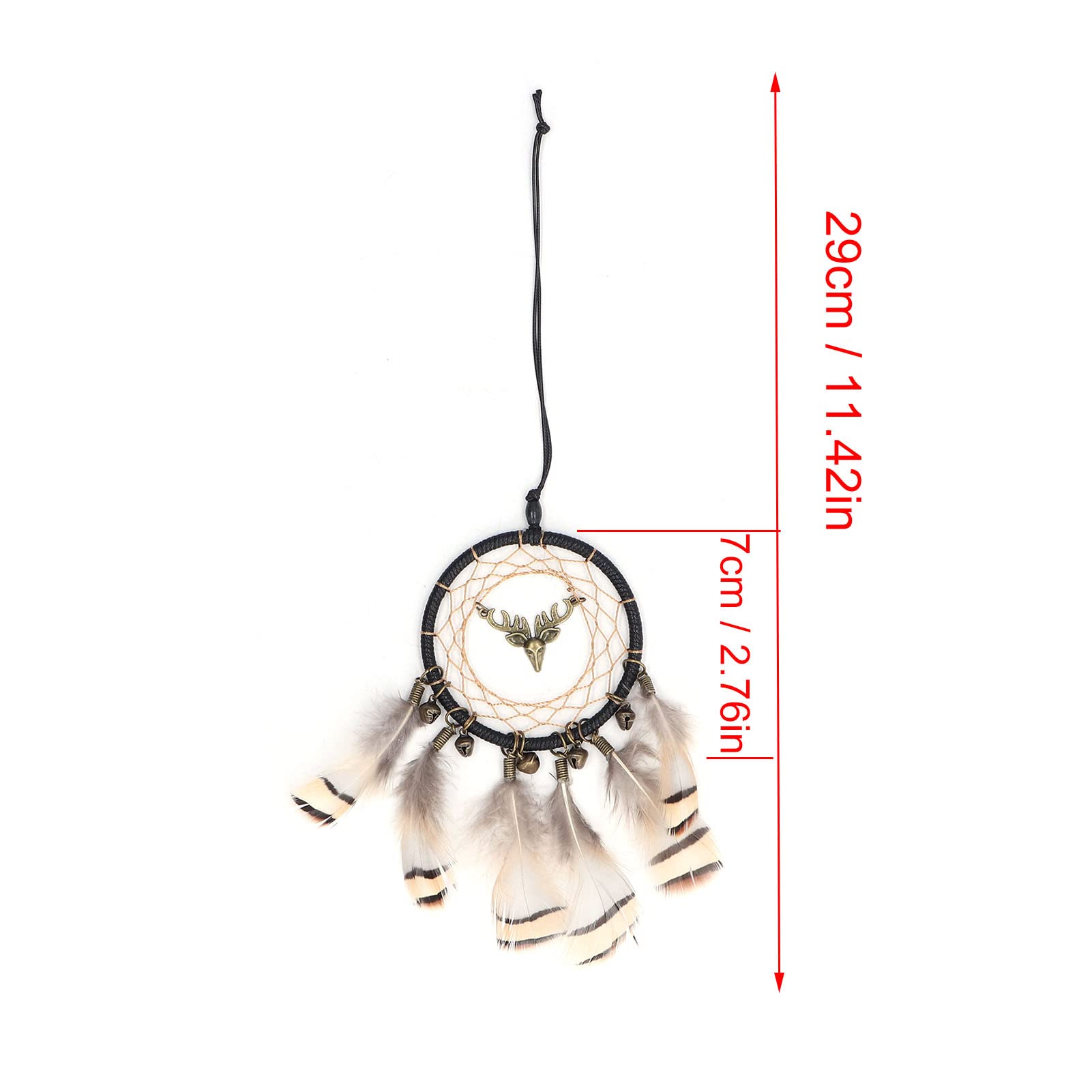 Traumfänger, Wanddekoration, handgefertigt, Bohemian-Stil, Premium-Feder, Metall, Holz, Glücksbringer für Zuhause, Schlafzimmer, Büro, Auto, 29,2 x 7,1 cm