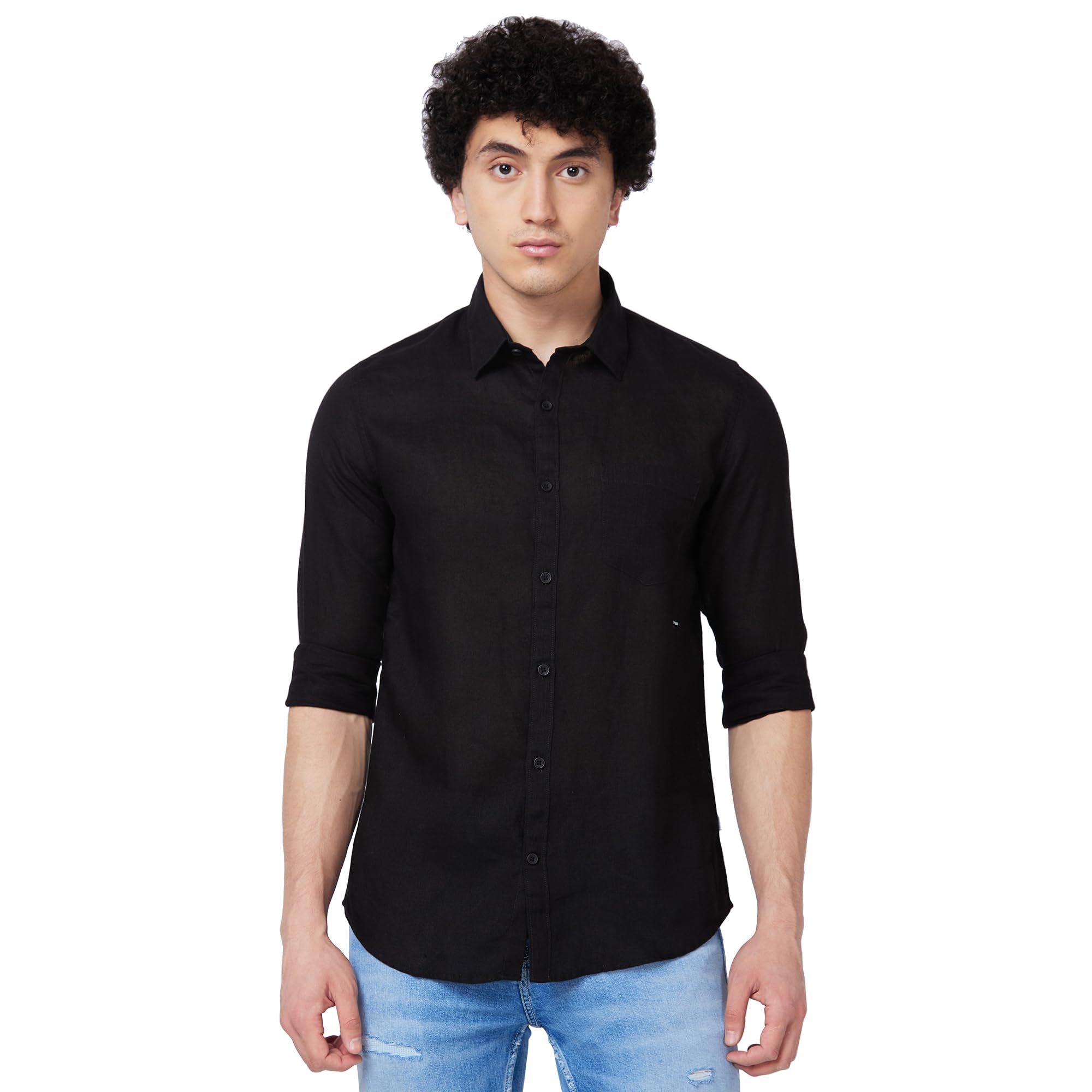 spykar Men's Regular Fit N/A Full Sleeve Solid Casual Shirts-picture-31