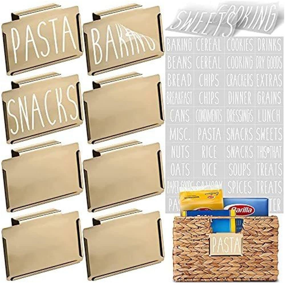 Talented Kitchen 8 Gold Label Holders, Basket Labels Clip On with 40