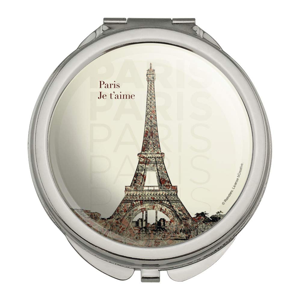 GRAPHICS & MORE Paris, Je t'aime I Love You Eiffel Tower City Map Compact Travel Purse Handbag Makeup Mirror