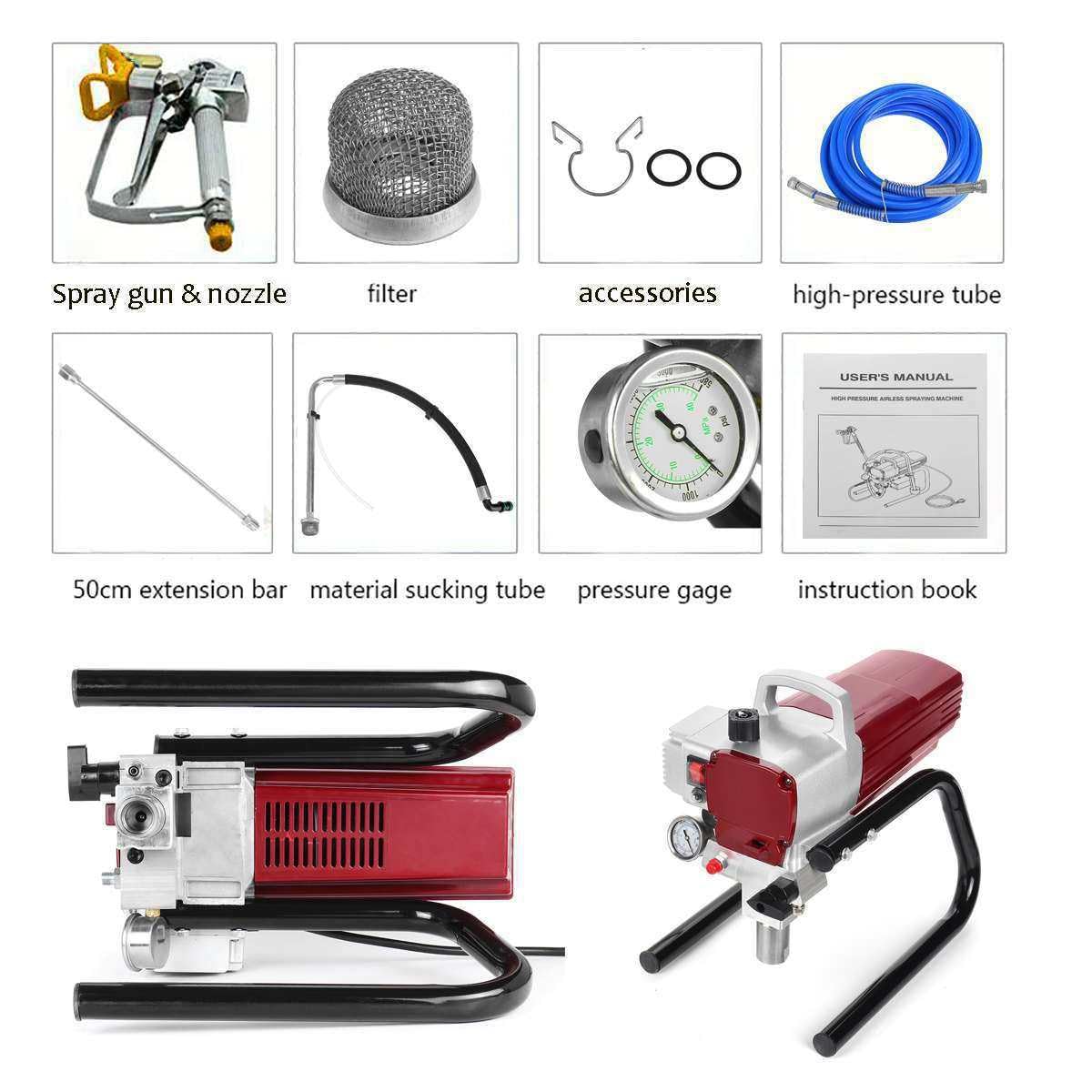 Spruzzatore airless per verniciatura a parete, 2300 W, elettrico ad alta pressione, finitura professionale