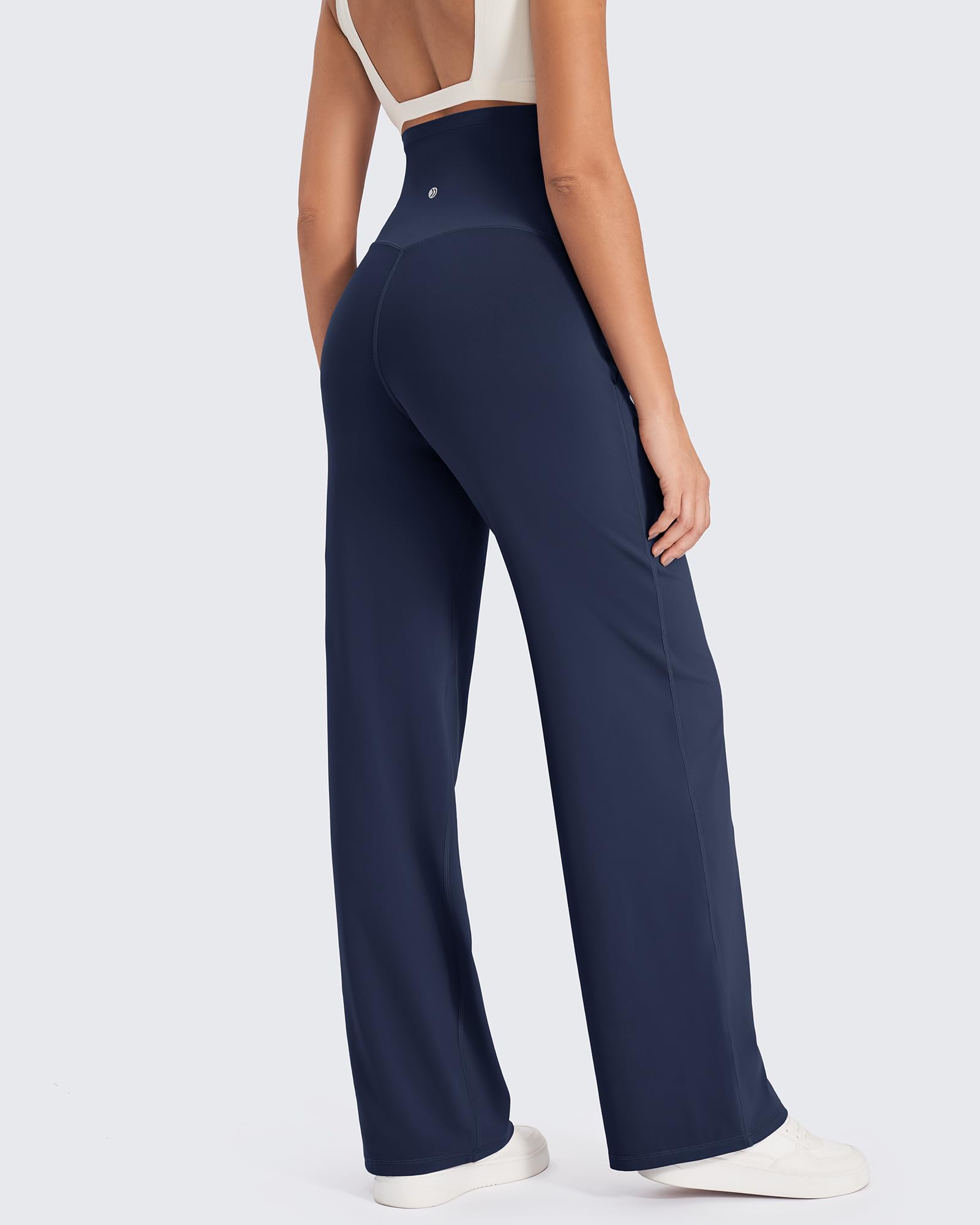 G4Free Pantaloni premaman sopra la pancia, per yoga, lavoro, gravidanza, elasticizzati, a gamba larga, con tasche