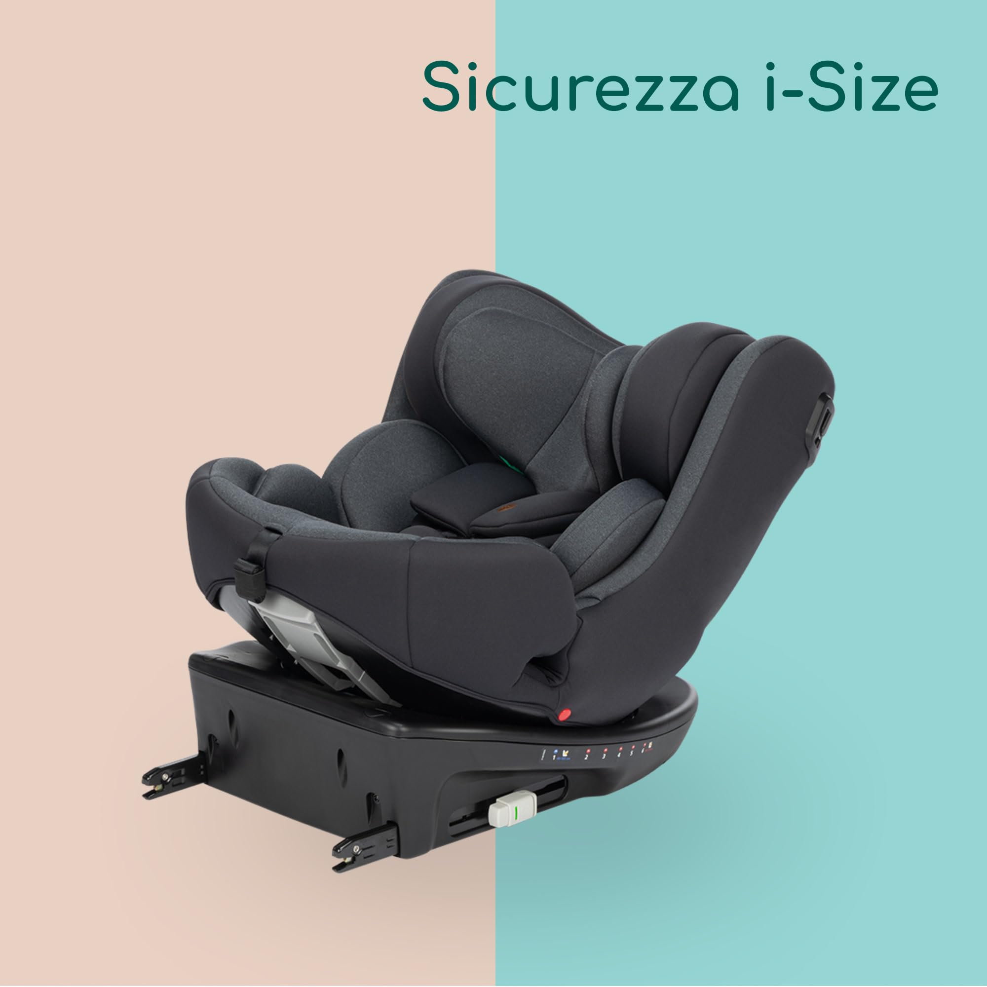 Bebeconfort EvolveFix i-Size Seggiolino Auto 0-36 kg, 360 girevole, 0-12 anni, 40-150 cm, Isofix, Reclinabile 5 posizioni, Regolabile in Altezza, Top Tether, Tessuti Traspiranti, Colorato di Nero