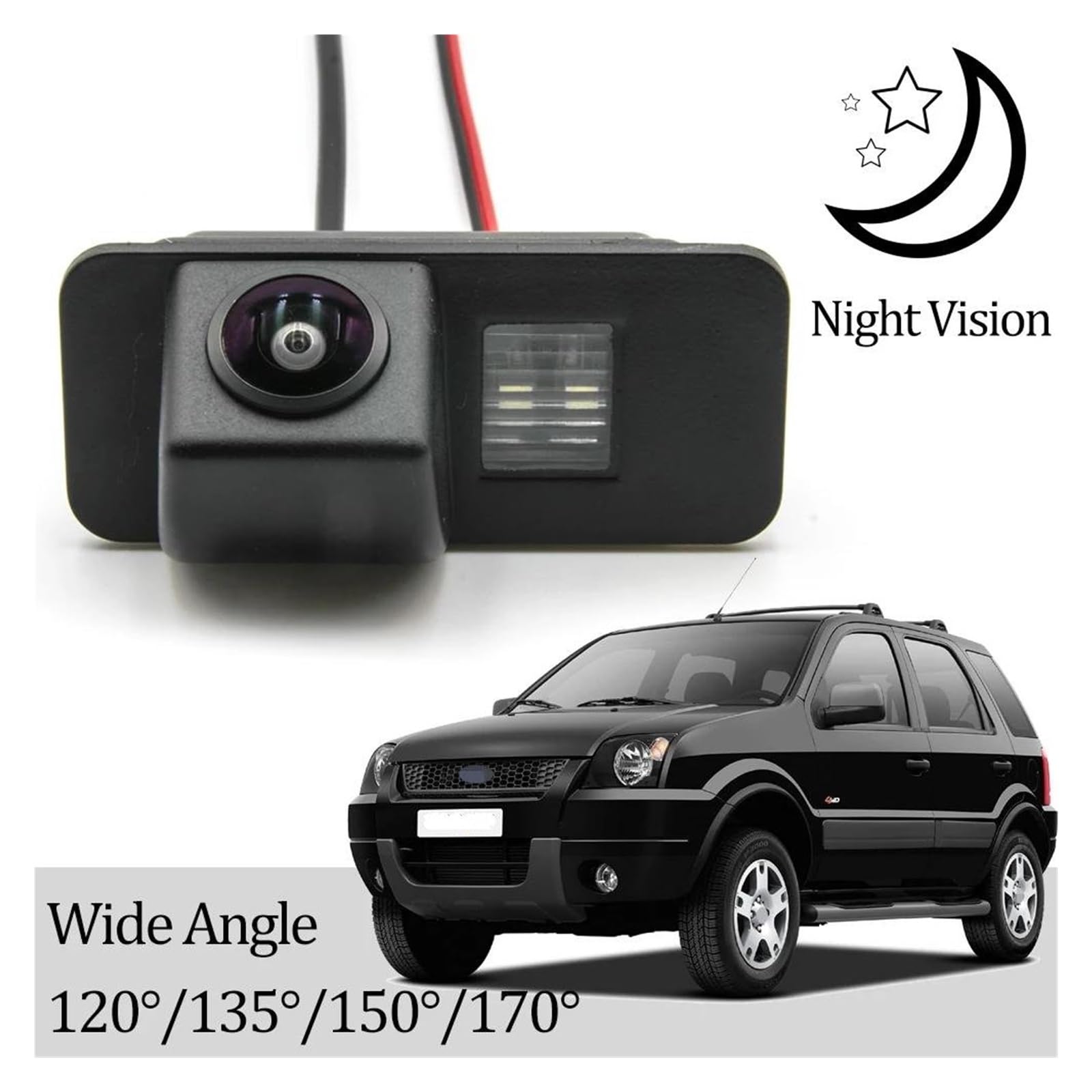 Zamiennik kamery cofania do EcoSport MK1 MK2 2004-2015, monitor cofania parkowania, noktowizor, CCD, HD, AHD, kamera cofania, rybie oko, kamera cofania (C135 AHD 720P) (A120 CVBS 680 x 480)